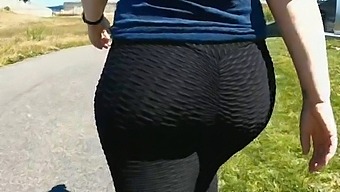 Mature Milf Shows Off Her Big Ass In Leggings Outdoors