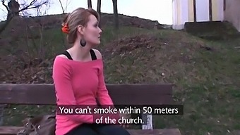 Meggie From Publicagent Engages In Outdoor Sex-For-Money Encounter Near A Church