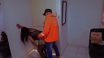 Delivery Man Delivers More Than Just Packages As He Fucks And Gets Oral From A Submissive Woman In Erotic Lingerie, All Caught On Hidden Camera