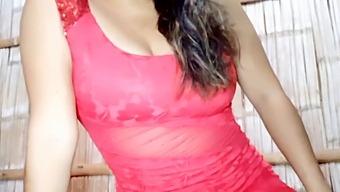 Aroused Latina Stepsister Seductively Tries On Her Friend'S Dress And Caresses Her Breasts